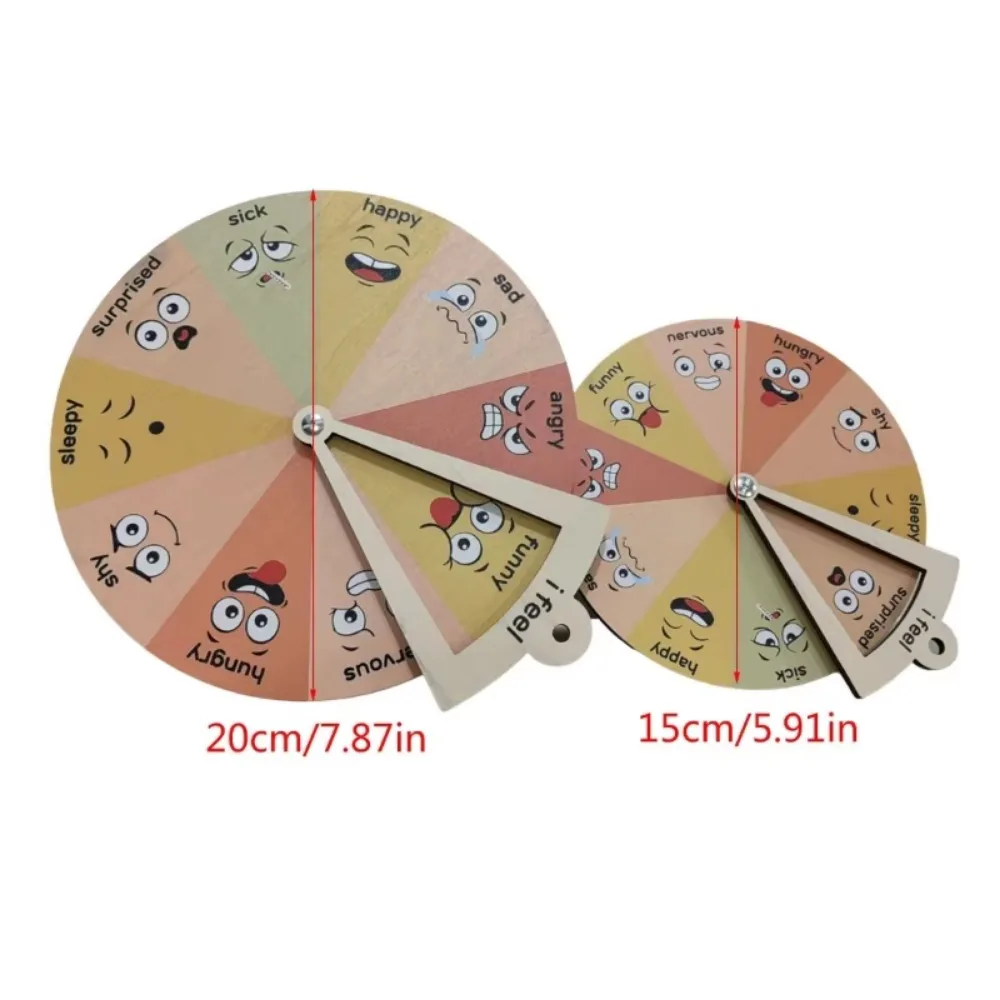 Uniek houten gevoelenswiel Peutervriendelijke draagbare cartoonuitdrukking Spinnerwiel Gevoelens Grafiekornamenten
