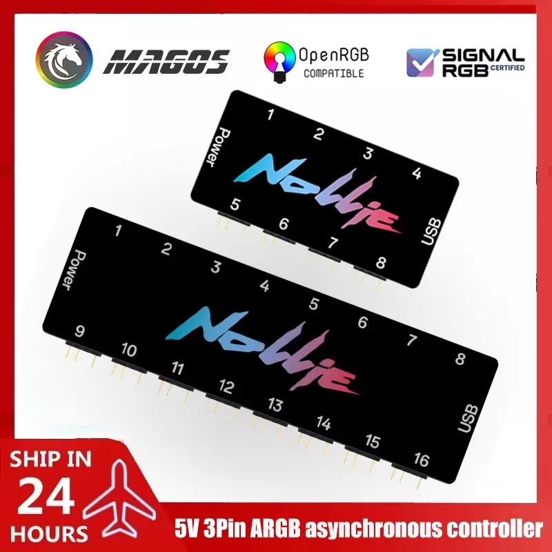 5V 3PIN ARGB Controller 8 Way Addressable ARGB Splitter Nollie SignalRGB OpenRGB SATA Power Hub for Computer PC Case Cooling Fan