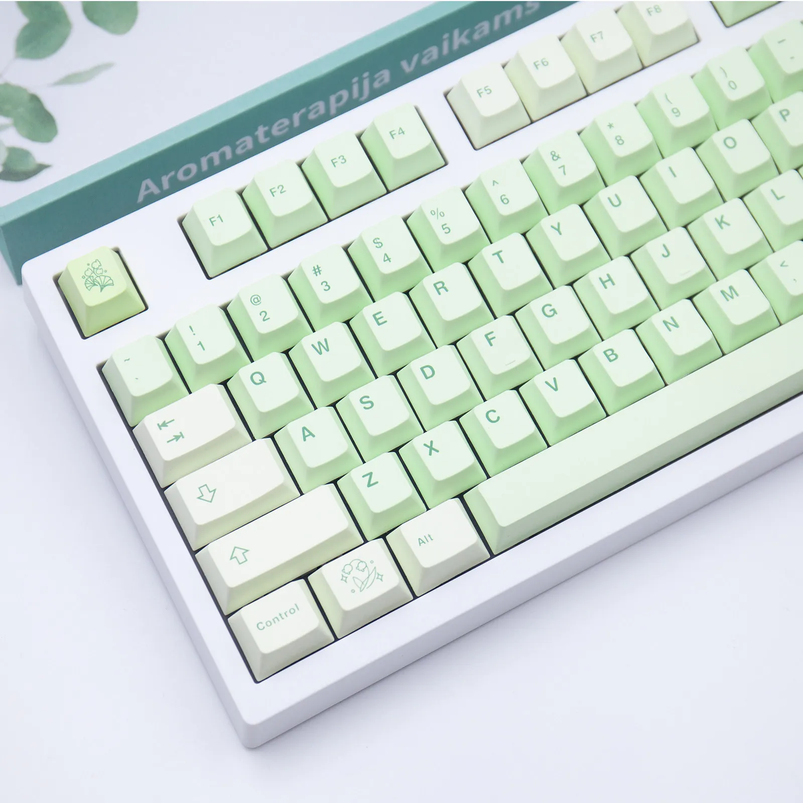 Ginkgo Theme Keycaps PBT Split Spaces Original Height 64/68/75/82/87/98 Keycaps Keycaps Keyboard Caps