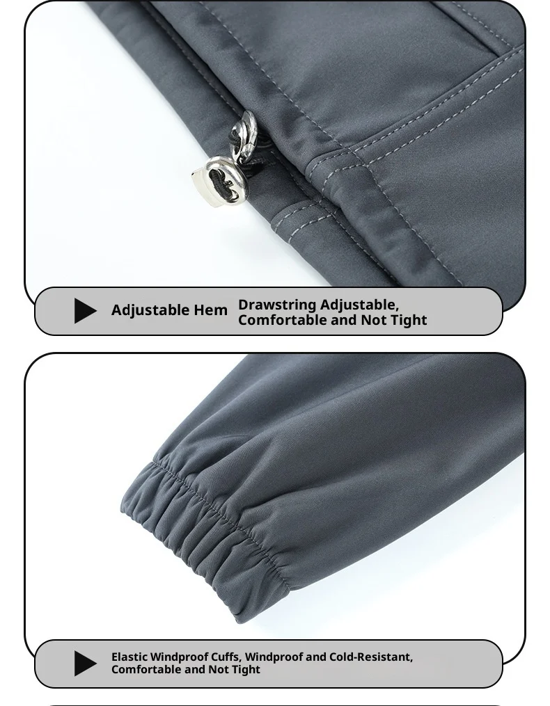 Unisex Fleece-gefütterter Wind- und Wasserdichter Herbst-Winter-Outdoor-Kletteranzug Taktische Arbeitskleidung Zweiteiliges Set für Männer und Frauen – Detail 17