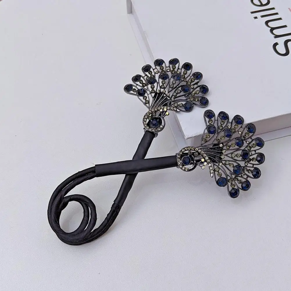 Elegant Bun Roller Women's Hair Styling Accessories Set with Flower Fishtail Bun Maker Rhinestone Feather Curler Fast for Long