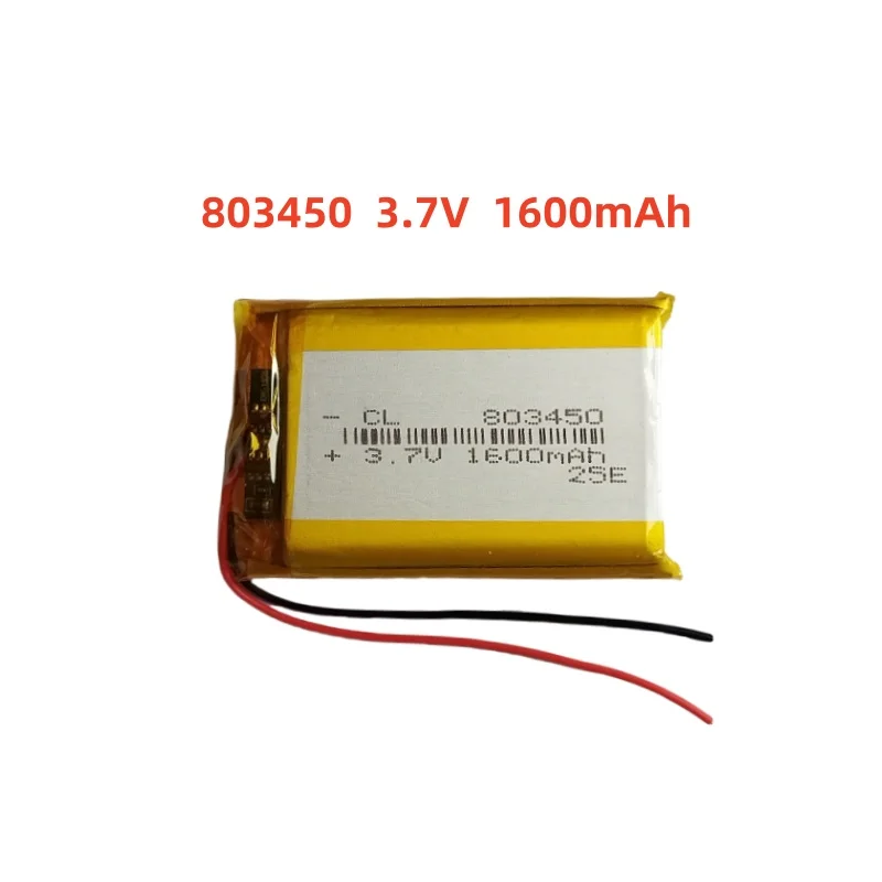 3.7V 1600mAh Li-Polymer Replacement Li Lipo Battery 803450 JST 2Pin 1.0/1.25/1.5/2.0/2.54mm Connector For GPS Camera LED
