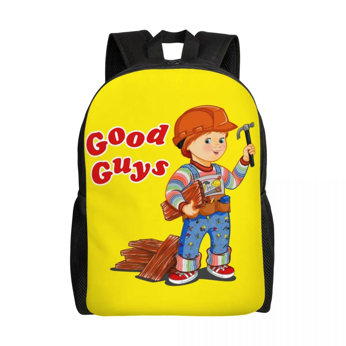 Custom Good Guys Construction Worker Laptop Backpack  Bookbag for College School Students Child's Play Chucky Cartoon Bags