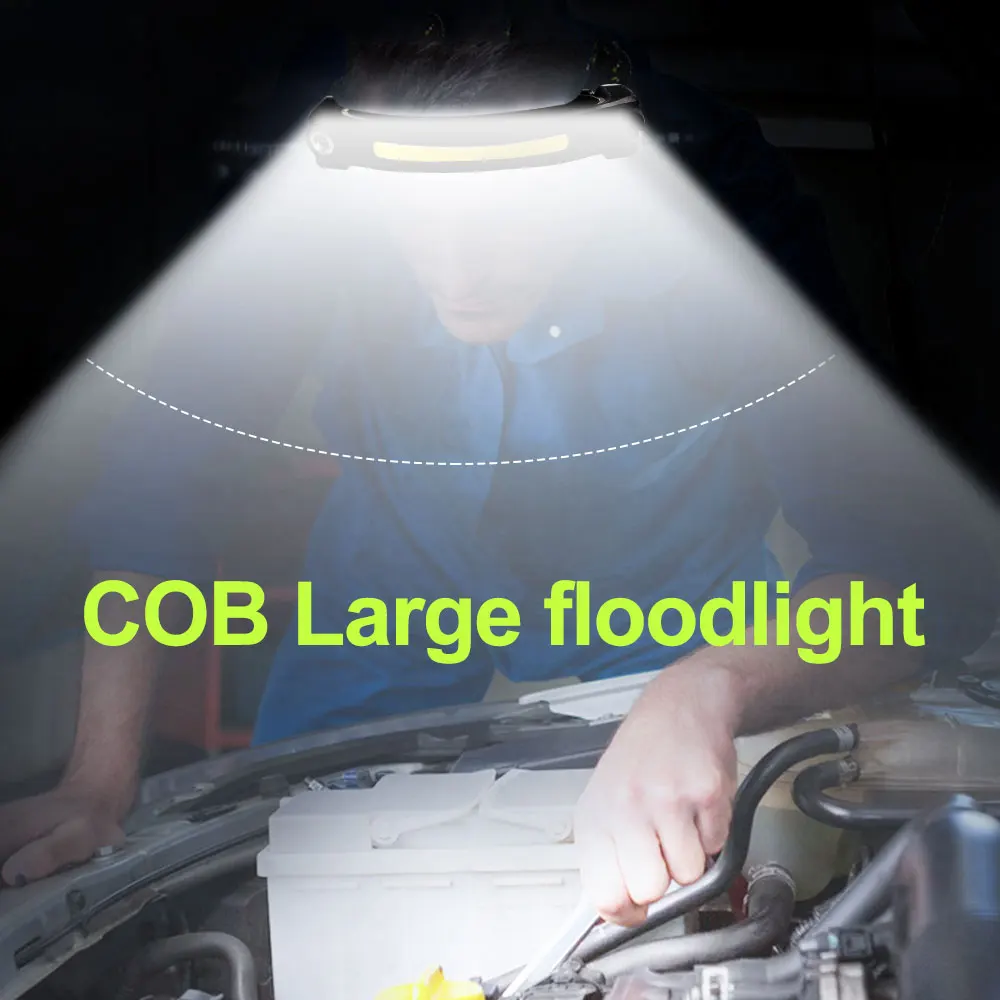 كشافات التعريفي التلويح الاستشعار COB المصباح USB شحن رئيس الشعلة مع المدمج في 1500mah بطارية للتخييم الصيد