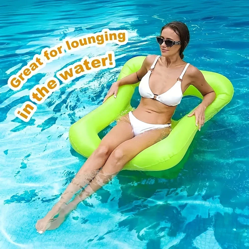 Inflatable Water Inflatable Lounge Chair, Foldable Floating Hammock, Field Shaped Floating Raft
