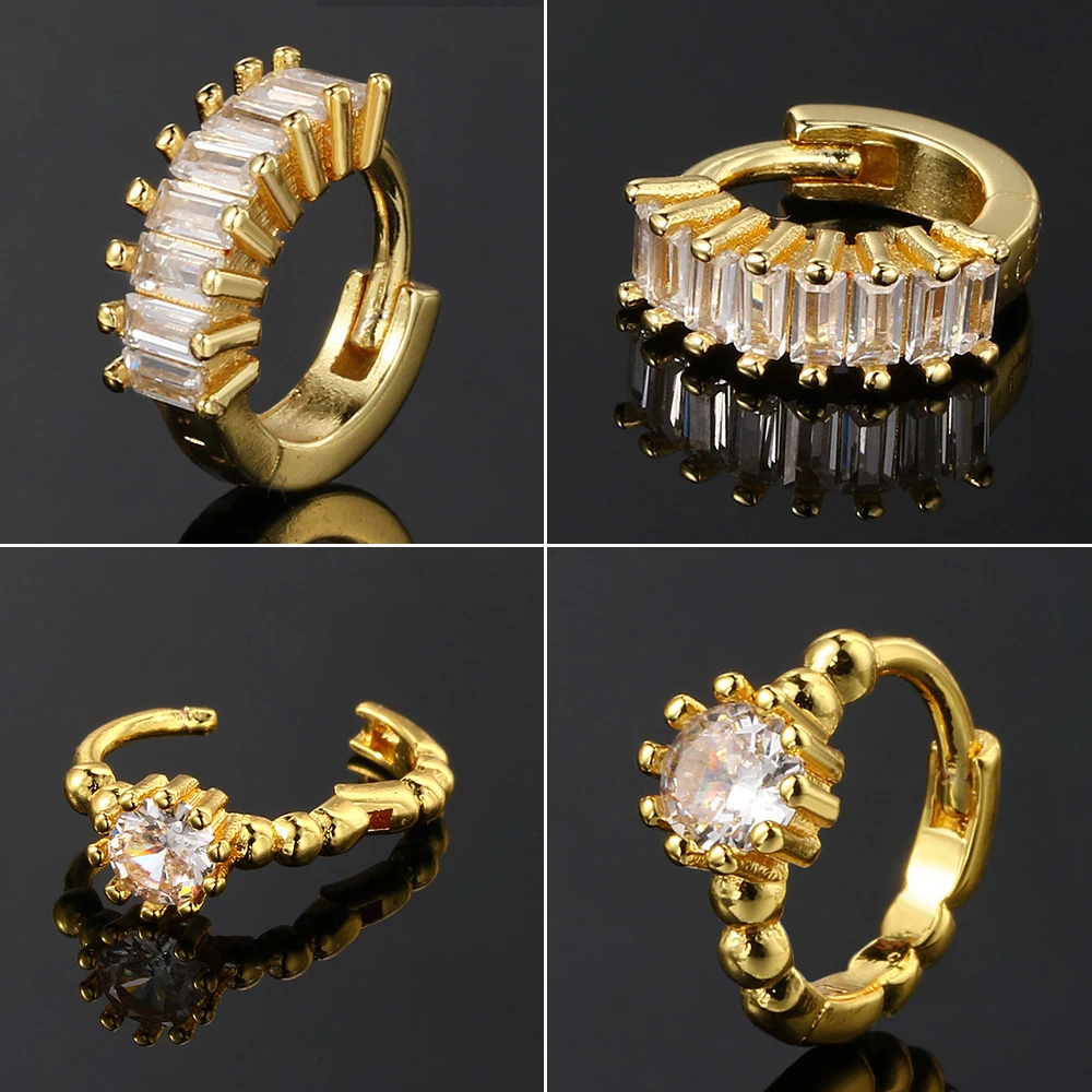 1 قطعة محارة ثقب هوب أقراط للنساء الزنمة الذهب اللون الزركون Ins الاتجاه اللولب سونغ الأذن اكسسوارات هدايا مجوهرات بسيطة