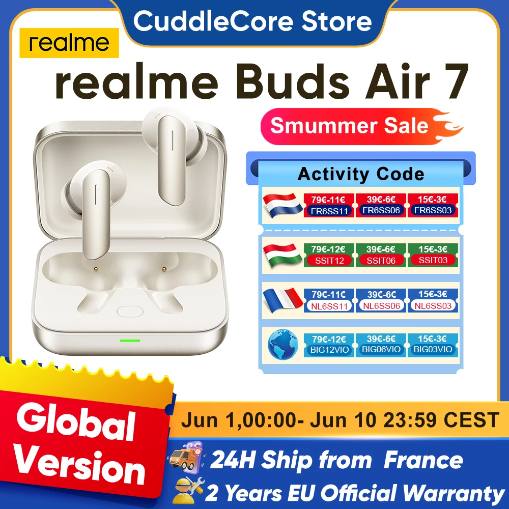 Realme Buds air 7 without Bluetooth thread helmet smartphone battery battery life 52 hours fits realme gt7 pro 16 Pro Plus