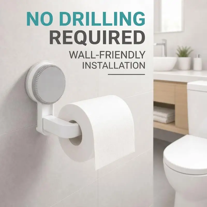 Suction Cup Toilet Paper Holder Wall Mount No Punching High Quality ABS Tissue Towel Roll Dispenser Bathroom Accessories