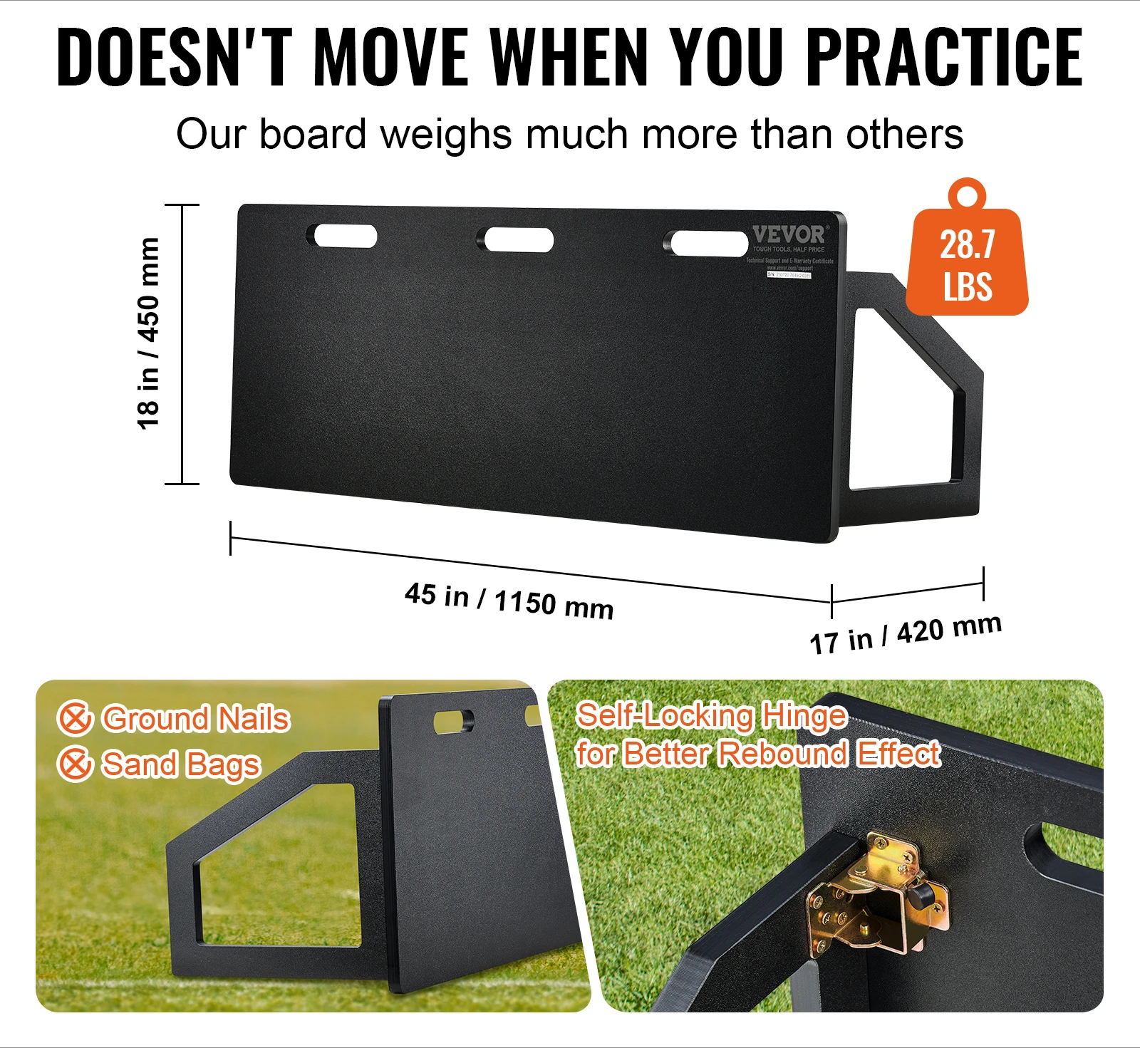 Soccer Rebounder Board,Portable Soccer Wall w/ 2 Angles Rebound, Foldable HDPE Kickback Rebound, Soccer Training Equipment