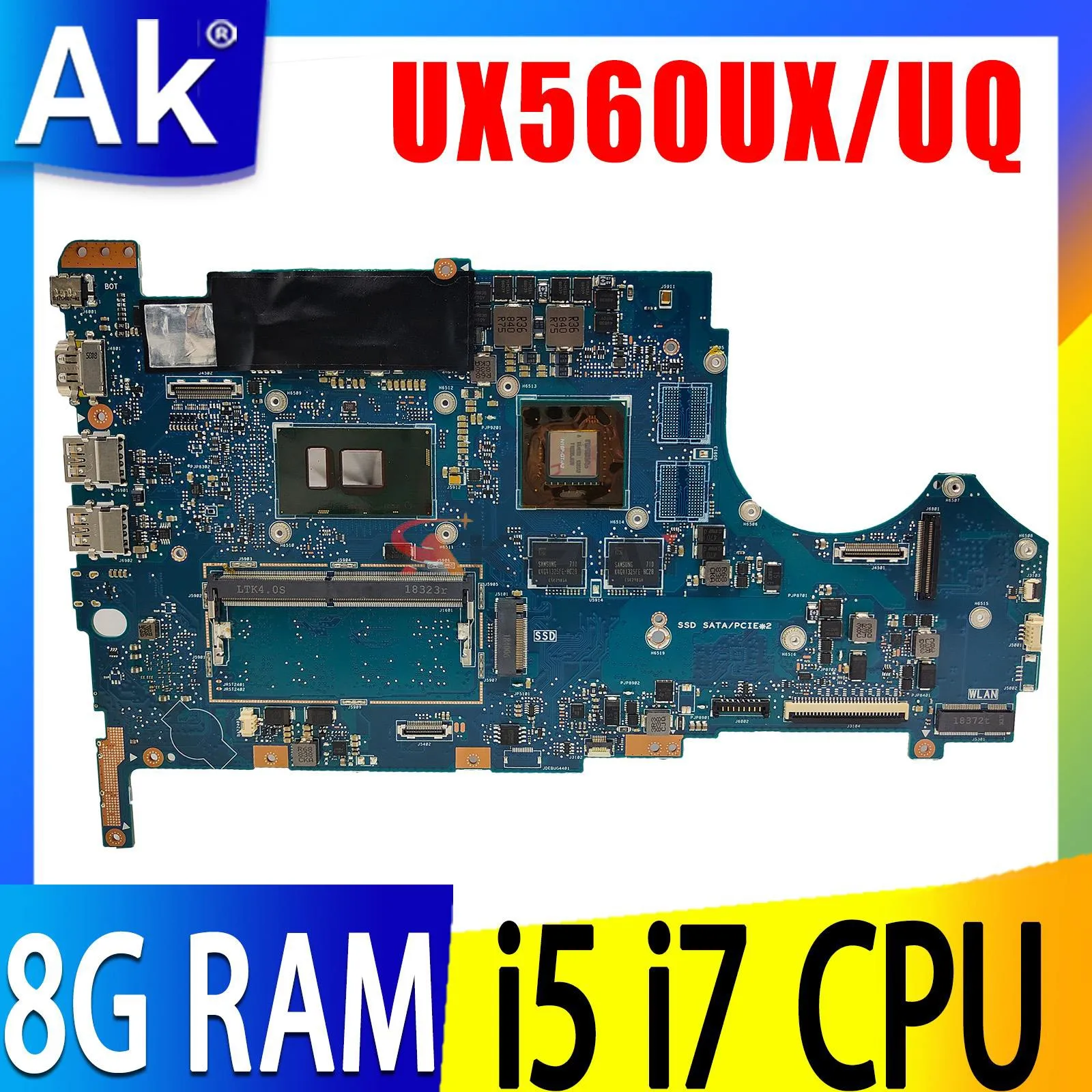 

Shenzhen UX560UQK Mainboard For ASUS Flip UX560UX Q524UQ UX560UQ Q524UX Laptop Motherboard I5 I7 6th or 7th Gen CPU 940MX-2/8G