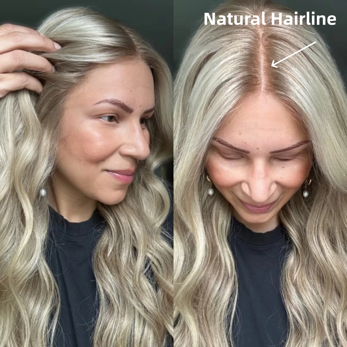 Premium Wig Soft Long Length  Loose Wave Synthetic Wig Shadow Roots Mixed Brown and Blonde Color Ombre Lace Front Wigs for Women