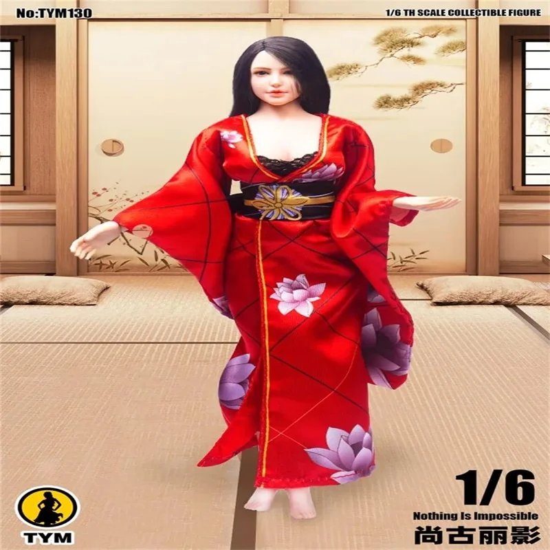 TYM130 1/6 Female Soldier Shang Guli Fashion Red Kimono Suit Model High Quality Fit 12'' Action Figure Body In Stock