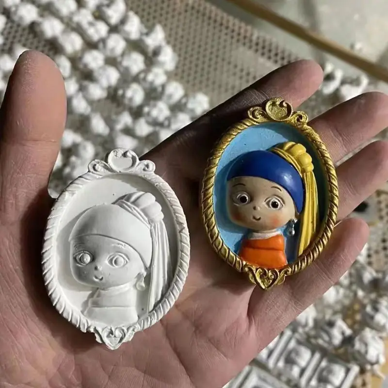 Gypsum Doll Coloring Famous Paintings With Magnets Refrigerator Stickers DIY Graffiti Painting Creative Decompression