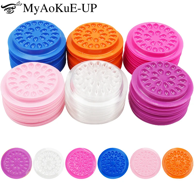 20/100pcs Eyelash Glue Stand Holder Eyelash Extension Supplies Adhesive Pallet Plastic Gasket Eye Lashes Glue Pads Makeup Tool