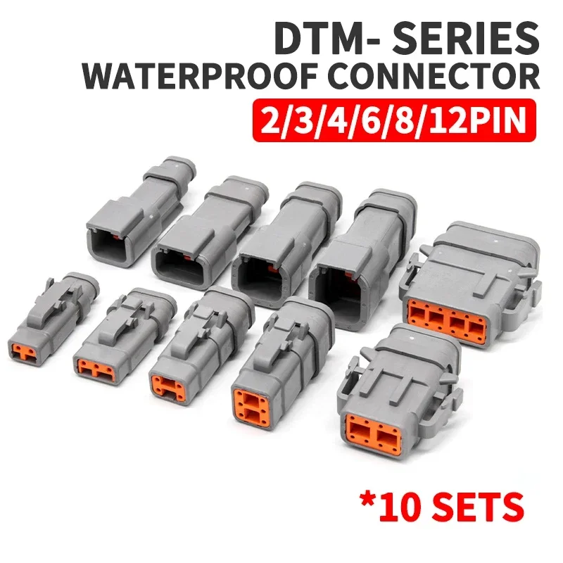 

10 Sets Deutsch DTM connector waterproof DT connector male and female head wiring terminal wiring harness plug socket DTM04-2P D