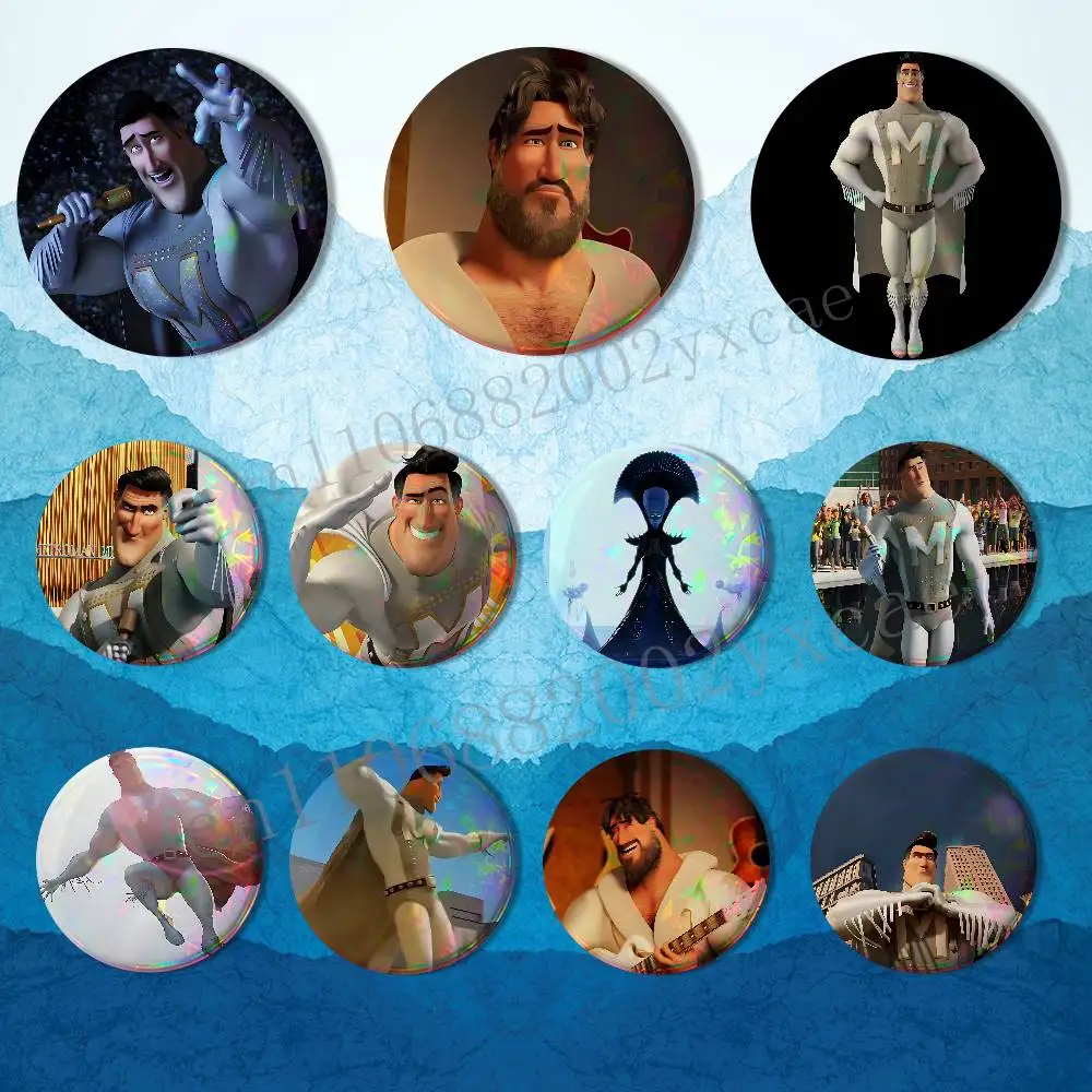 

Chengdu Metro Man Megamind Laser reflective round badges pins bag clothing decorations collectibles gifts for friends