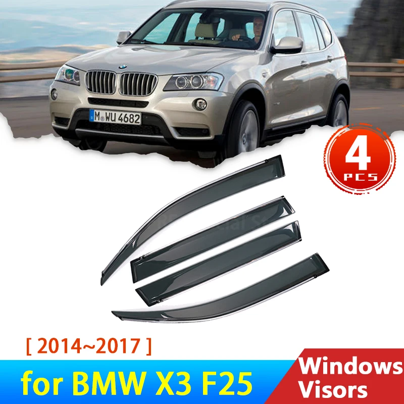 

Windshield for BMW X3 xDrive28d F25 2014~2017 Accessories Deflectors Car Side Window Visor Sun Trim Rain Eyebrow Guard 2016 2015