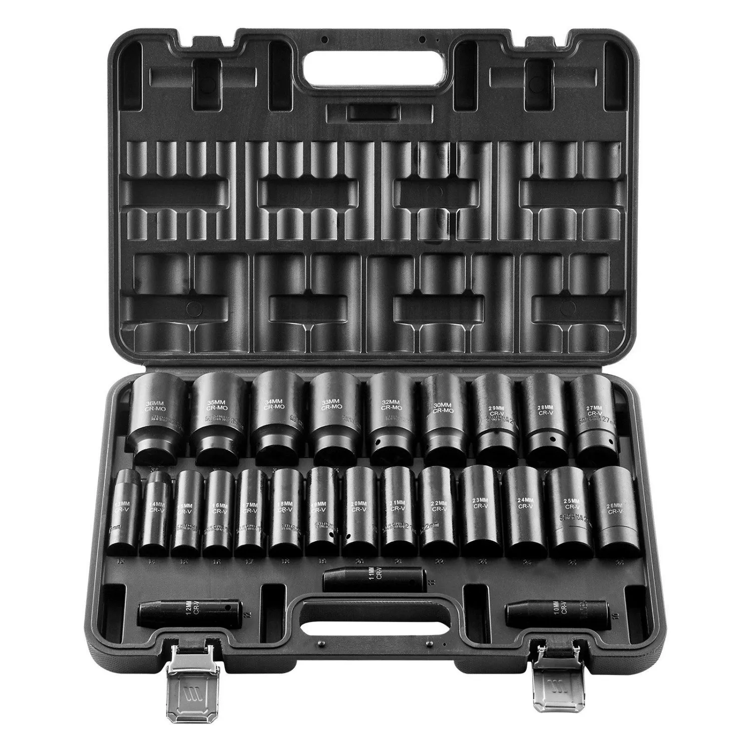 

26-Piece 1/2 Inch Drive Impact Socket Set - High Torque Rugged Construction with Storage Box for Auto Repairs/Mechanical Tasks