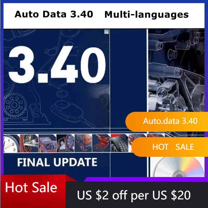 2023 Hot Sale AutoData 3.40 Auto Repair Software Multi-languages Send by CD Guide Version Remote Automotive Car Tool Software