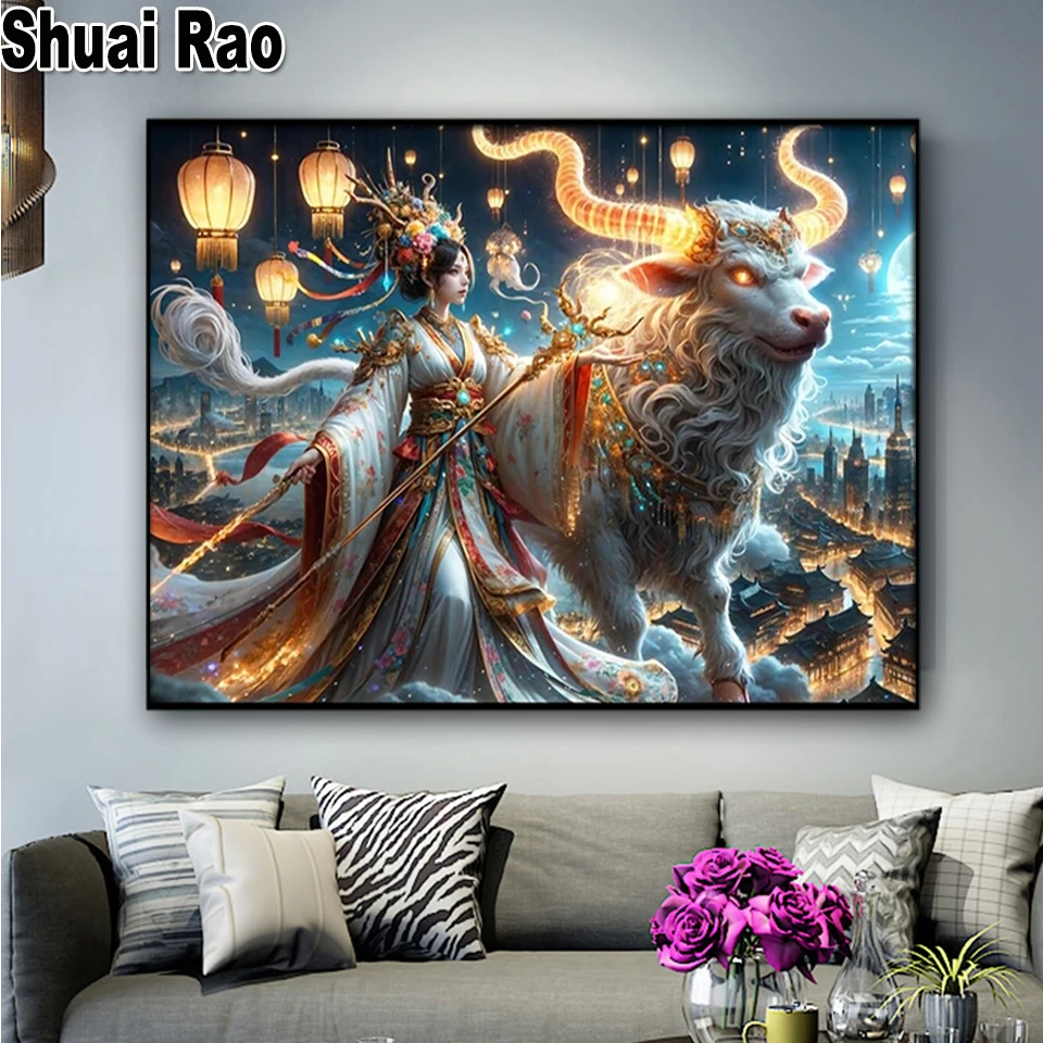 Diamond Art Mythical Beast Diamond Painting New Collection 2024 Set Anime Woman DIY Full Drill Mosaic Crystal Embroidery Decor