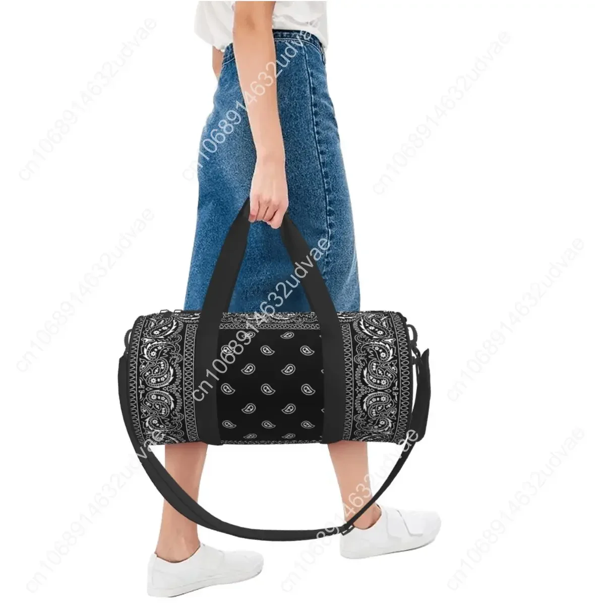 Tas Olahraga Bandanna Tas Olahraga Hip Hop Hitam Tas Olahraga Pasangan Kapasitas Besar Kustom Tas Kebugaran Lucu Tas Tangan Portabel