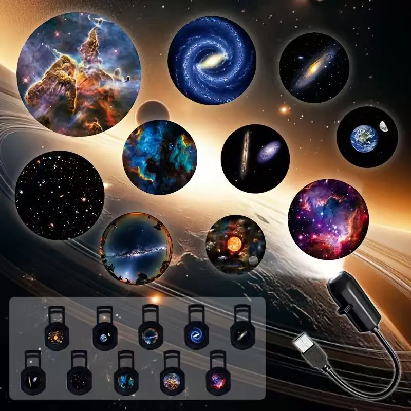 6/10pcs LED USB Projector Light Projection Patterns- Adjustable Whale Butterfly Jellyfish Starfish Night Light Festival Gift