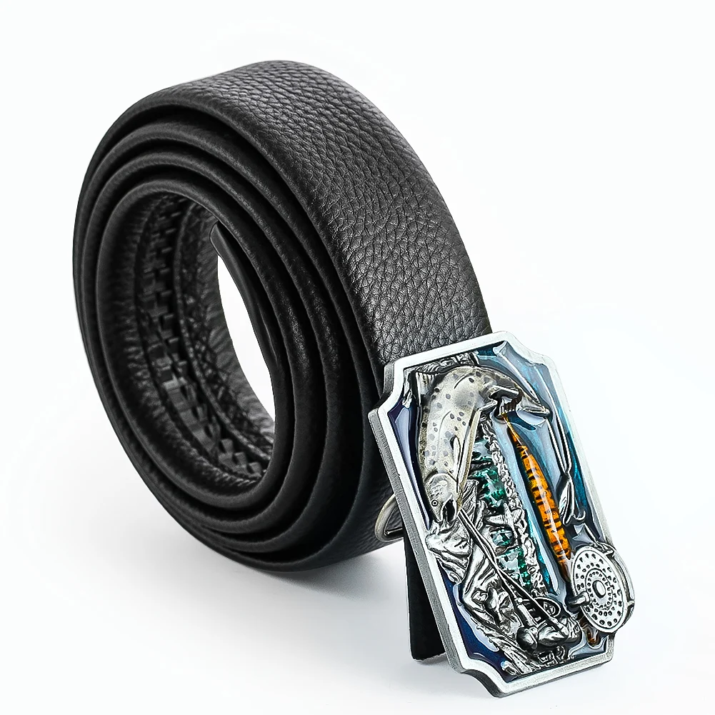 Western Style Cowboy Zinc Alloy Fishing Belt Buckle DIY Clothing Decoration Accessory Men\'s Jeans Blue Belt Buckles for Men40mm