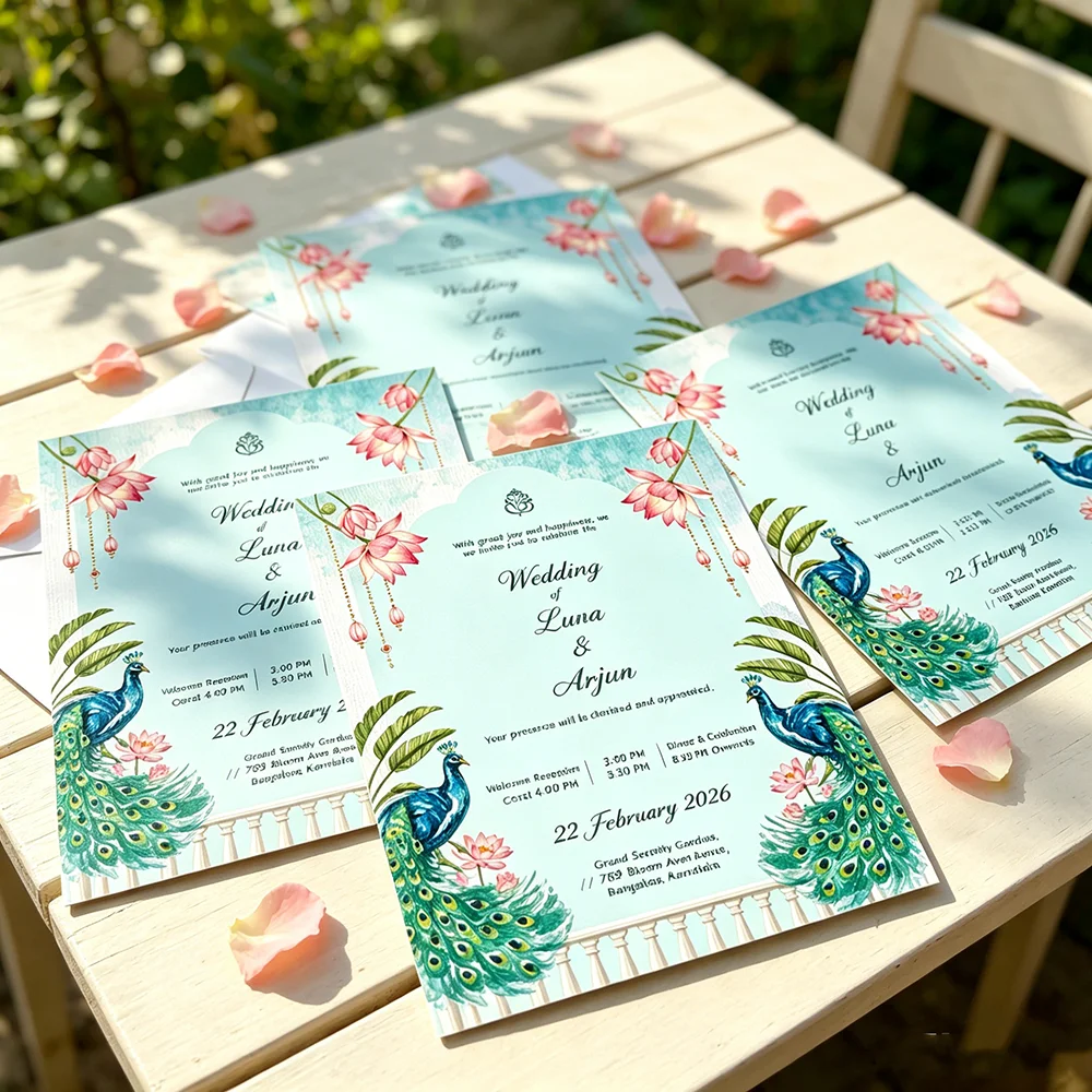 40Sets Personalized Print 1st Birthday Invitation,Watercolor Wedding Invitations,Print Your Crest and Monogram Inviation 1mm