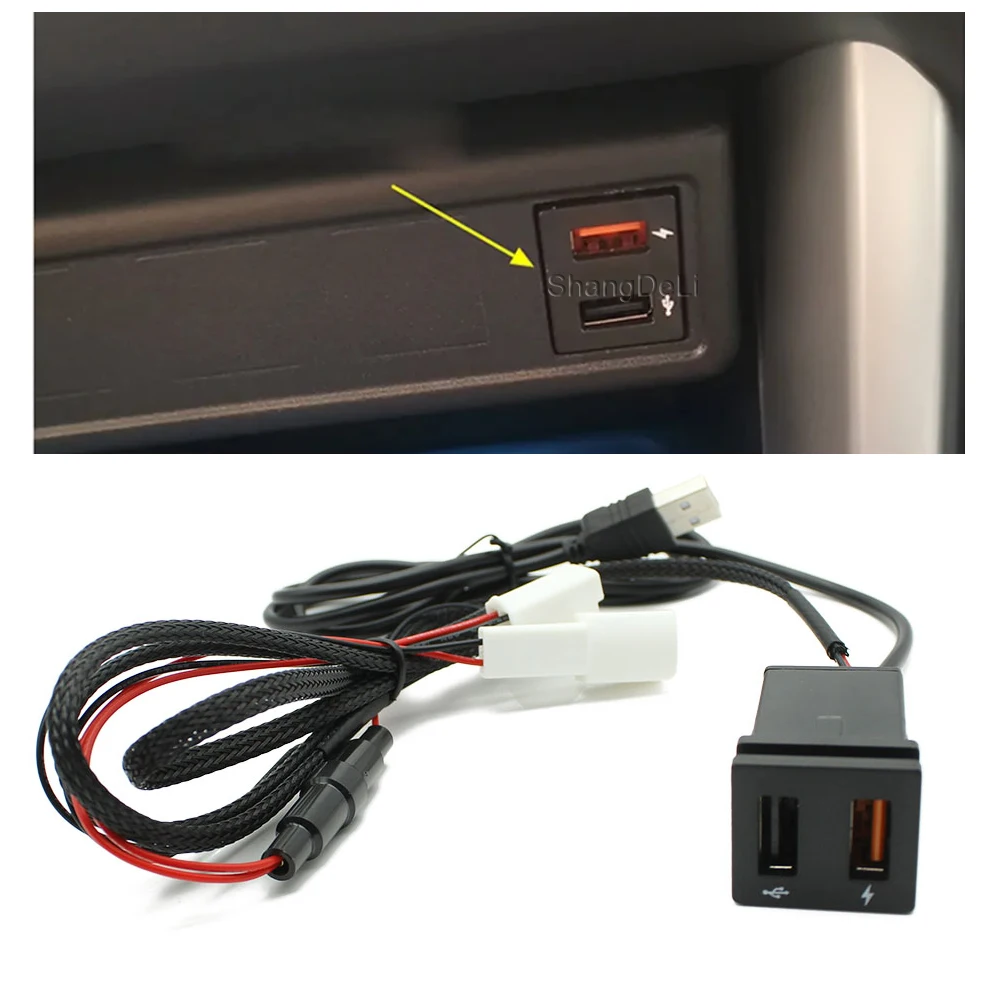 Car USB Charger PD Quick Charge QC3.0 Auto Phone Charging Adapter Button For TOYOTA RAV4 Wildlander Corolla Accessories