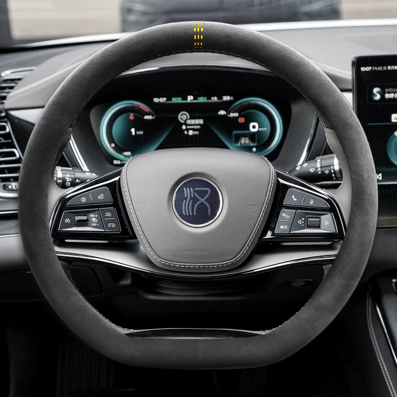 

Для BYD Han Qin Song Pro Song MAX Plus Tang F3 E5 Yuan Dolphin Нескользящий замшевый чехол на руль Аксессуар для салона автомобиля