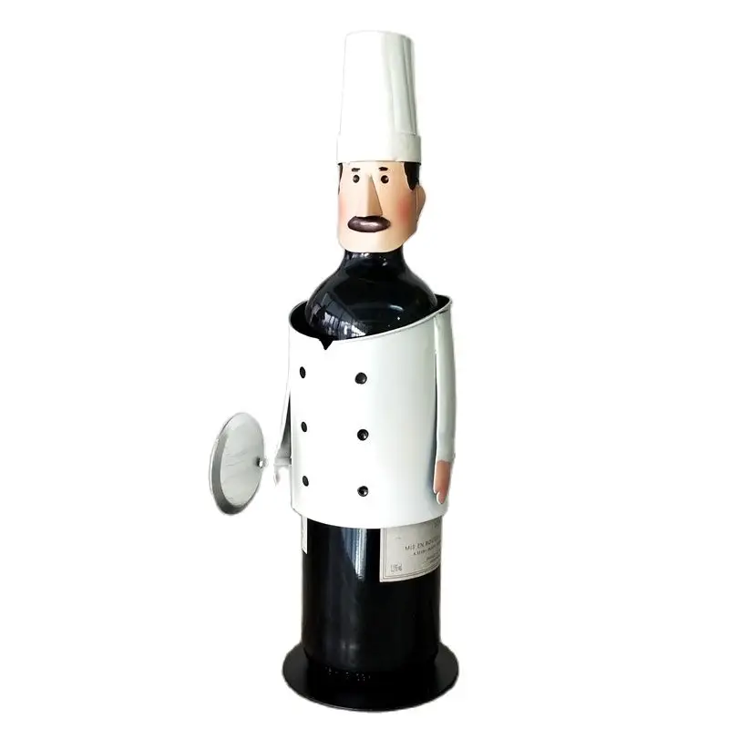 Detachable Iron Art Cook Wine Stand Decorative Metal Chef Figurine Bottle Holder Gourmet Home Barware Kitchen Ornament Handcraft