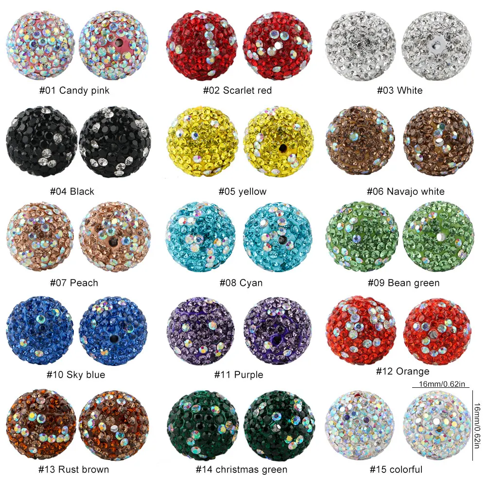 5/10pcs 16/17mm Shell Hand Fritillary Made Rhinestone Bead Acrylic Bead DIY Making Bracelet Keychain Accessories