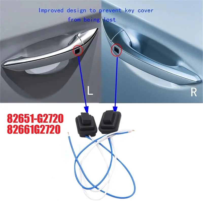 A82U-1Pair Inductive Exterior Handle Button Key 82651-G2720 82661G2720 For Hyundai IONIQ 2016-2020 Door Puller Small Switch