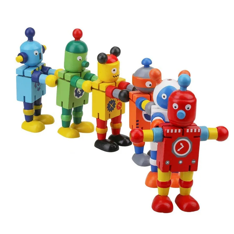 Trasformazione in legno per bambini blocchi elastici per Robot regali creativi per bambini giocattoli educativi fatti a mano per l'apprendimento dei bambini