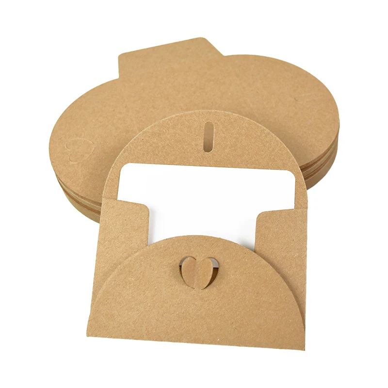 10PCS Kraft Paper Envelope 3D Love Button Invitation Greeting Card Valentine\'s Day Gift Letter Wedding Party Invitation Cards