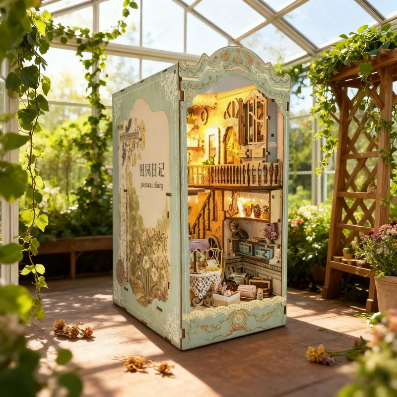 OUZEY ชุดประกอบบ้านไม้จิ๋ว 3 มิติ สไตล์ชนบท ของขวัญสุดเก๋สำหรับวัยรุ่น