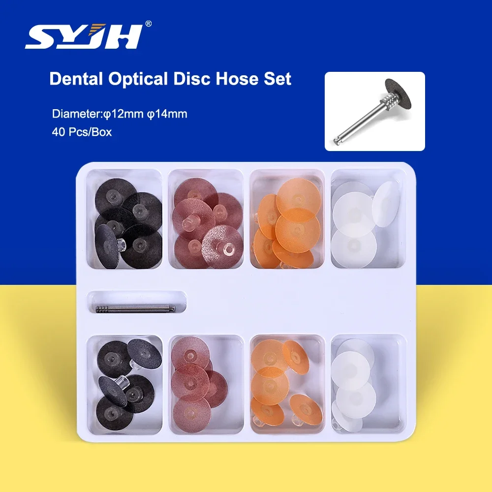 

40Pcs Discs+1pcs Mandrel Aluminum Oxide Dental Composite Polishing Finishing Discs Set 12/14mm for Teeth Polished and Ground