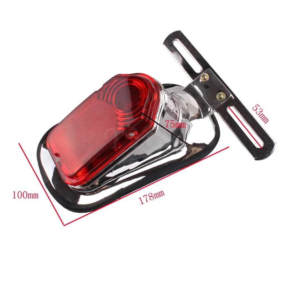 Motorcycle Chrome Red Tombstone Brake Tail Light Signal For Harley Bike Aluminiu