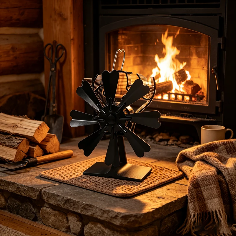 NEW 8-Blade Heat Powered Stove Fan for Wood Log Burner Fireplace Quiet Environmental Fan Heater Tool Efficient Heat Distribution