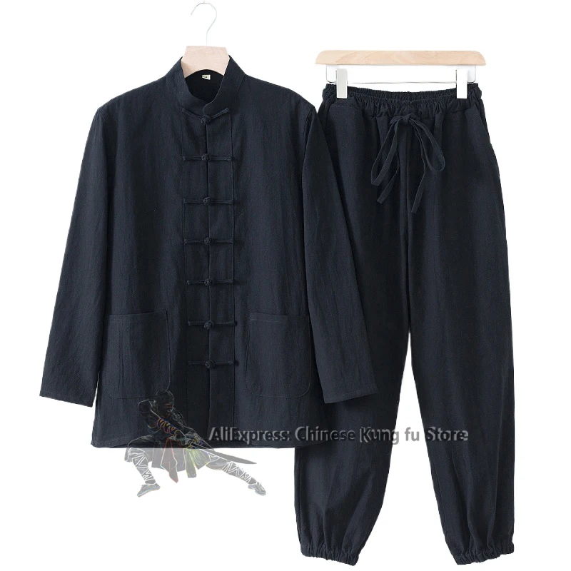 Soft Cotton Linen Wing Chun Suit Tai chi Kung fu Uniform Martial arts Coat and Pants Casual Tang Clothes