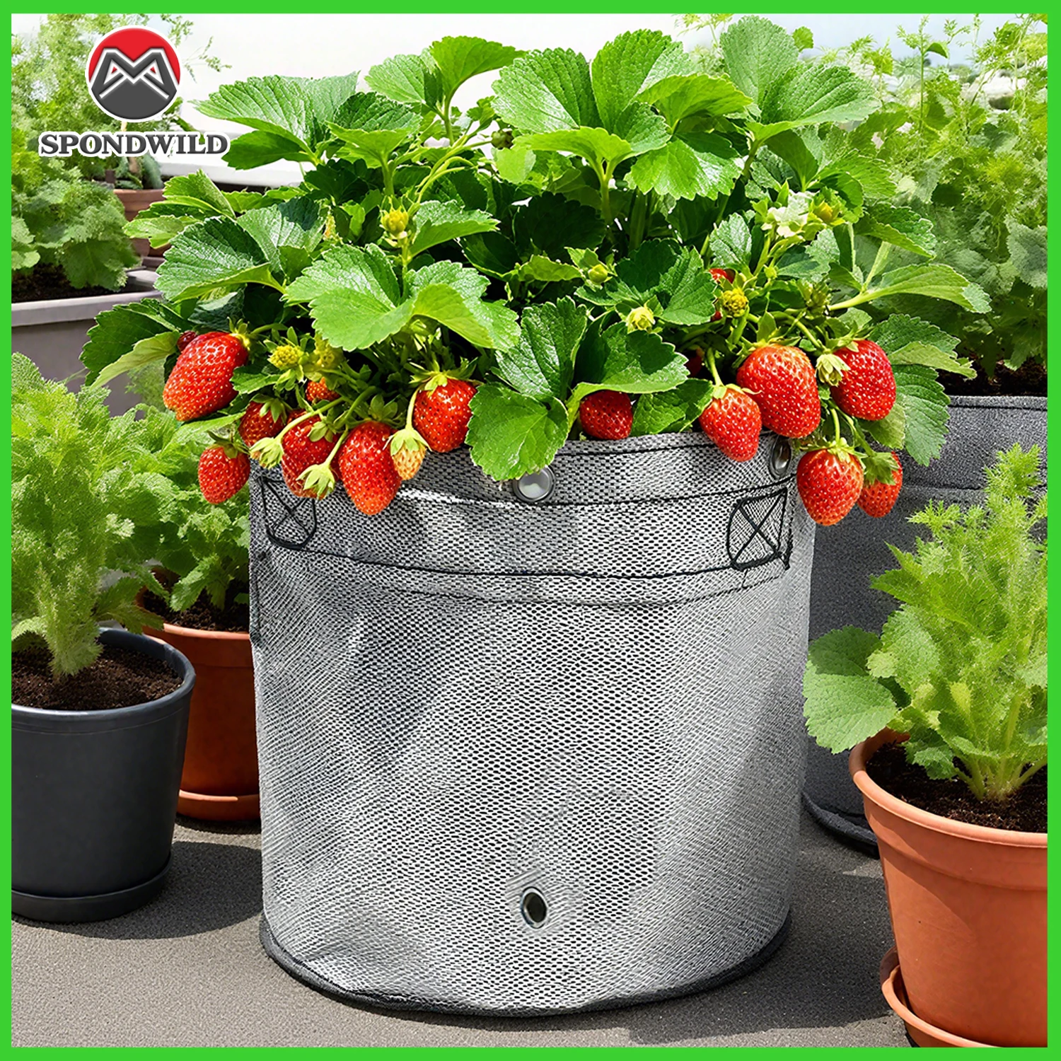 

Heavy Duty Planter Bucket, Silver Oxford Fabric with Drain Holes, Reinforced Gardening Container for Multiple Plants