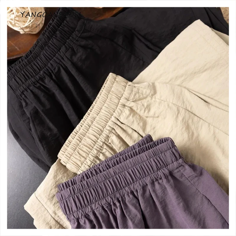 

Women's Fashion Clothing Versatile Temperament Comfortable 80% Natural Mulberry Silk Elastic Waist Solid Color Straight Pants