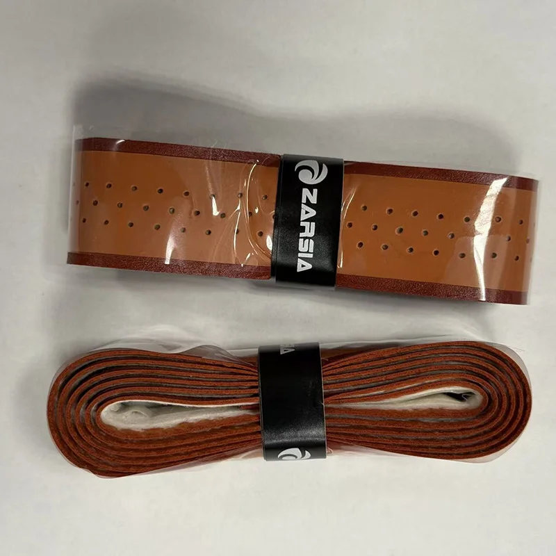 ZARSIA Perforated PU Leather Sweatband Tennis Badminton Racket Overgrip Wear-resistant Non-slip 2PCS