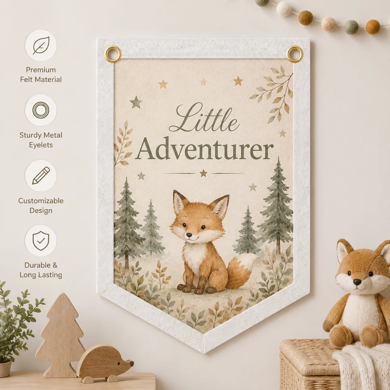Custom Felt Banner Hanging Gar - Baby Nursery Forest Theme 评论和价格