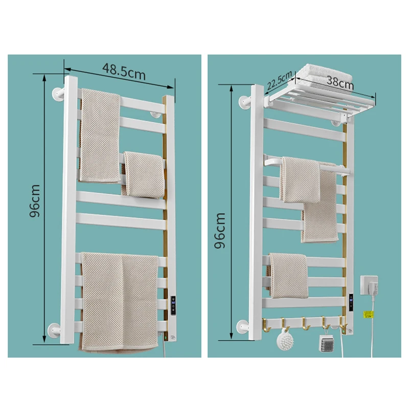 Imagem -06 - Toalha Elétrica Secador Rack Titular Smart Home Banheiro Acessórios Toalha Aquecedor Timing Control e Temperatura Ajustável Facilmente