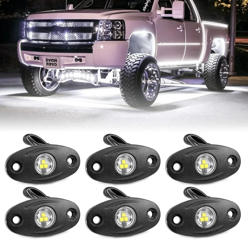 6pcs Car LED Chassis Light Underbody LED Atmosphere Light Decorative Lam For Jeep Offroad Truck ATV UTV Underbody Boat Side