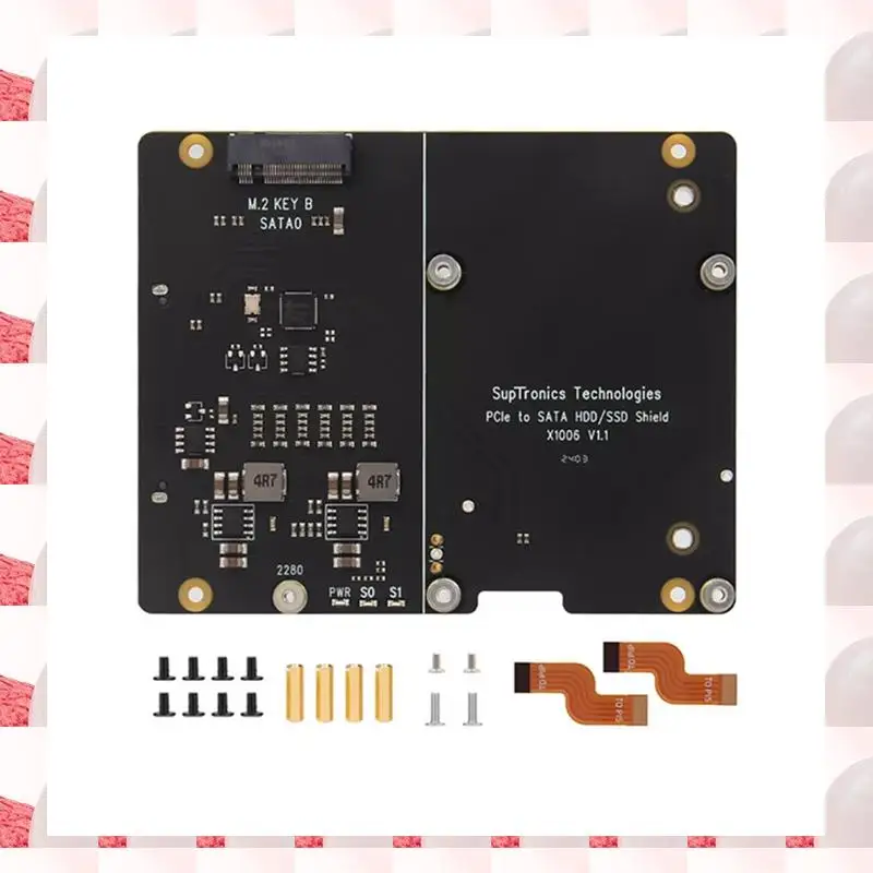 

ABGN X1006 Pcie до 2,5-дюймового SATA SSD/HDD + M.2 2280 SSD-экран для Raspberry Pi 5 НЕ поддержка загрузки от SSD