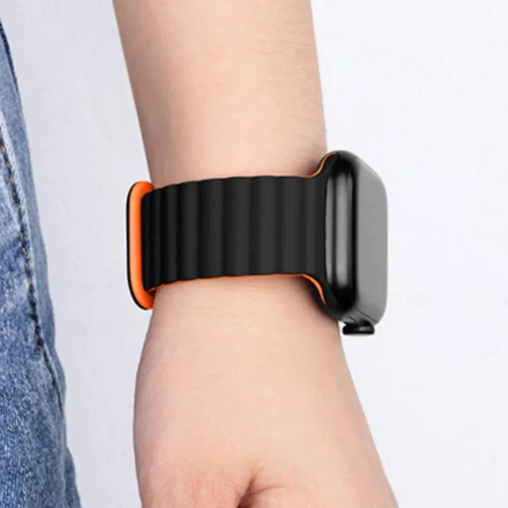 Silicone Bracelet for Apple Watch Band 46mm 45mm 41mm 44mm 40mm 49mm 42mm Magnetic Strap iWatch Ultra 10 9 8 7 6 5 SE 45mm Belt