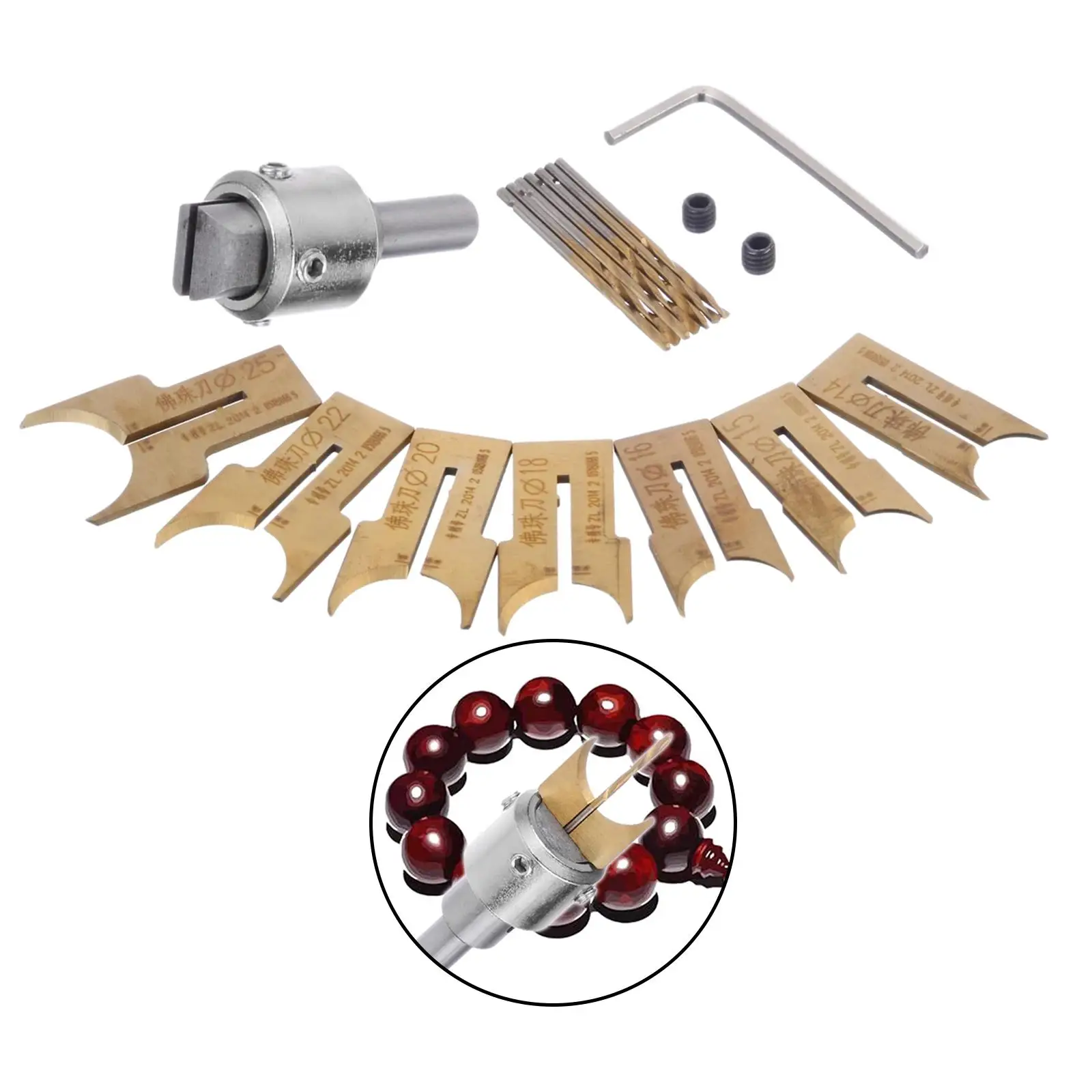 16 Pcs Wooden Bead Maker Beads Drill Bit Milling Cutter Set 14/15/16/18/20/22/25mm Bit Ball Blade Woodworking Tool Kit