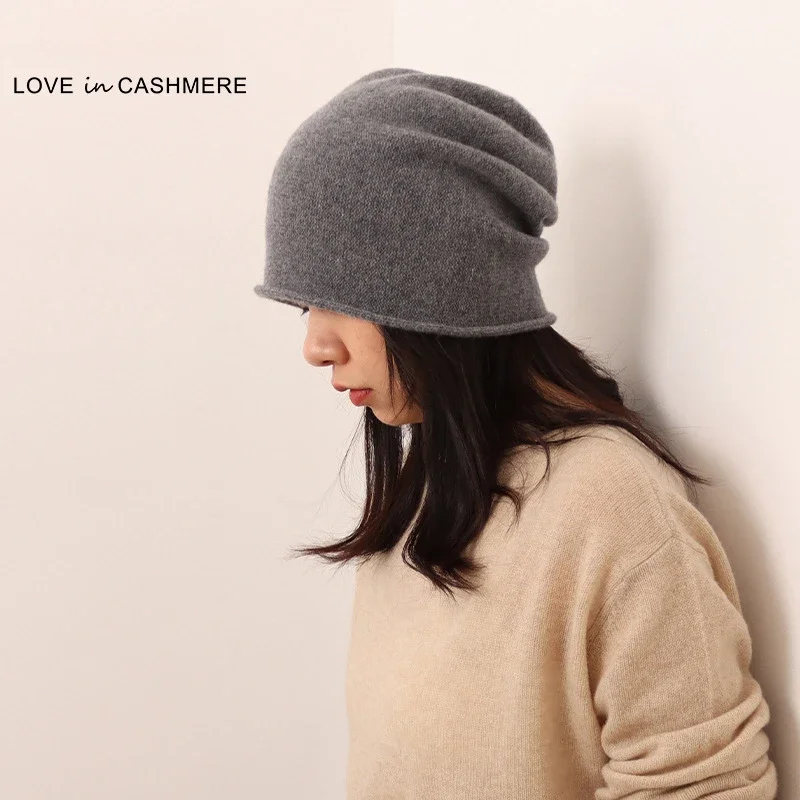 

Rolled Edge Pure Cashmere Hat Autumn and Winter New Manufacturer Wholesale Casual Warm Breathable Cashmere Knitted Hat